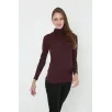 Kadın Tam Boğazlı Fitilli Likrali Koşkorse Badi - Bordo