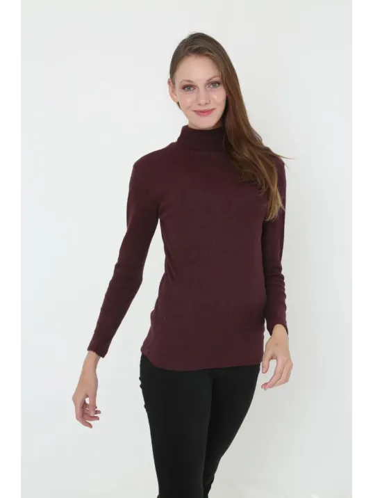 Kadın Tam Boğazlı Fitilli Likrali Koşkorse Badi - Bordo