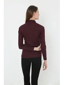 Kadın Tam Boğazlı Fitilli Likrali Koşkorse Badi - Bordo