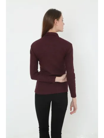Kadın Tam Boğazlı Fitilli Likrali Koşkorse Badi - Bordo Kadın Tam Boğazlı Fitilli Likrali Koşkorse Badi - Bordo