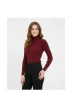 Kadın Tam Boğazlı Fitilli Likrali Koşkorse Badi - Bordo