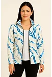 Kadın Tam Fermuarlı Desenli Polar Sweat Lightning Desen Yakalı, Uzun Kollu, Oversize Rahat Kalıp - Beyaz