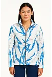 Kadın Tam Fermuarlı Desenli Polar Sweat Lightning Desen Yakalı, Uzun Kollu, Oversize Rahat Kalıp - Beyaz