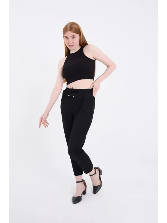 Kadın Tam Kalıp Basic Eşofman Pantolon - Siyah Kadın Tam Kalıp Basic Eşofman Pantolon - Siyah