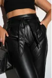 Kadın Tam Kalıp Süni Deri Pantolon - Siyah