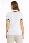 Kadın Triko Kumaş Yakalı Düğmesiz Açık Yaka Fitilli Kısa Kollu Regular Fit Tişört T-shirt - Beyaz