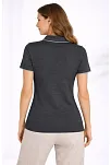 Kadın Triko Kumaş Yakalı Düğmesiz Açık Yaka Fitilli Kısa Kollu Regular Fit Tişört T-shirt - Siyah