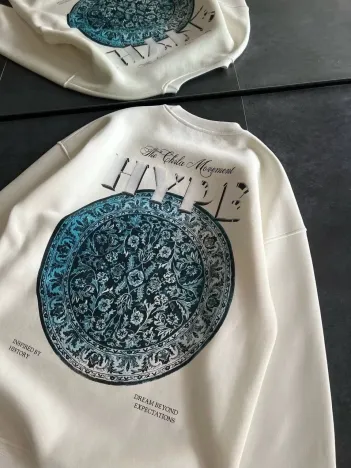 Kadın Üç İplik Bisiklet Yaka Baskılı SweatShirt - Beyaz Kadın Üç İplik Bisiklet Yaka Baskılı SweatShirt - Beyaz