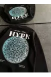Kadın Üç İplik Bisiklet Yaka Baskılı Sweatshirt - Siyah