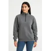 Kadın Üç İplik Dık Yaka Yarım Fermuarlı SweatShirt - Antrasit
