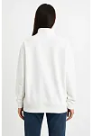 Kadın Üç İplik Dık Yaka Yarım Fermuarlı Sweatshirt - Beyaz