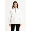 Kadın Üç İplik Dık Yaka Yarım Fermuarlı SweatShirt - Beyaz Kadın Üç İplik Dık Yaka Yarım Fermuarlı SweatShirt - Beyaz