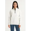 Kadın Üç İplik Dık Yaka Yarım Fermuarlı SweatShirt - Beyaz Kadın Üç İplik Dık Yaka Yarım Fermuarlı SweatShirt - Beyaz