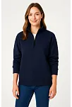 Kadın Üç İplik Dık Yaka Yarım Fermuarlı Sweatshirt - Lacivert