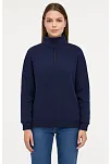 Kadın Üç İplik Dık Yaka Yarım Fermuarlı Sweatshirt - Lacivert