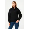 Kadın Üç İplik Dık Yaka Yarım Fermuarlı SweatShirt - Siyah Kadın Üç İplik Dık Yaka Yarım Fermuarlı SweatShirt - Siyah