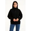 Kadın Üç İplik Dık Yaka Yarım Fermuarlı SweatShirt - Siyah Kadın Üç İplik Dık Yaka Yarım Fermuarlı SweatShirt - Siyah