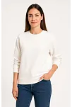 Kadın Üç İplik Düz Bisiklet Yaka Sweatshirt - Beyaz