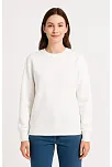 Kadın Üç İplik Düz Bisiklet Yaka Sweatshirt - Beyaz
