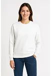 Kadın Üç İplik Düz Bisiklet Yaka Sweatshirt - Beyaz