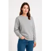 Kadın Üç İplik Düz Bisiklet Yaka SweatShirt - Gri Kadın Üç İplik Düz Bisiklet Yaka SweatShirt - Gri