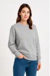 Kadın Üç İplik Düz Bisiklet Yaka Sweatshirt - Gri