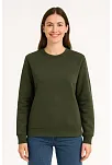 Kadın Üç İplik Düz Bisiklet Yaka Sweatshirt - Haki