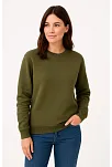 Kadın Üç İplik Düz Bisiklet Yaka Sweatshirt - Haki