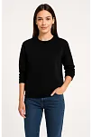 Kadın Üç İplik Düz Bisiklet Yaka Sweatshirt - Siyah