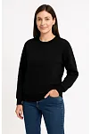 Kadın Üç İplik Düz Bisiklet Yaka Sweatshirt - Siyah