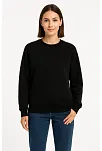 Kadın Üç İplik Düz Bisiklet Yaka Sweatshirt - Siyah