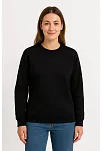 Kadın Üç İplik Düz Bisiklet Yaka Sweatshirt - Siyah