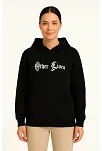 Kadın Kapşonlu Sweatshirt – Oversize Üç İplik Şardonlu Hoodie, “other Lives” Ön & Arka Baskılı, Kanguru Cepli, Kışlık Rahat Günlük Stil- Siyah