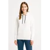 Kadın Üç İplik Kapüşonlu Kanguru Çepli SweatShirt hoodie - Beyaz Kadın Üç İplik Kapüşonlu Kanguru Çepli SweatShirt hoodie - Beyaz