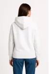 Kadın Üç İplik Kapüşonlu Kanguru Çepli Sweatshirt Hoodie - Beyaz
