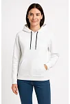 Kadın Üç İplik Kapüşonlu Kanguru Çepli Sweatshirt Hoodie - Beyaz