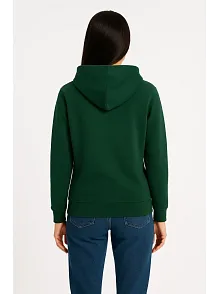 Kadın Üç İplik Kapüşonlu Kanguru Cepli Sweatshirt Hoodie - Haki