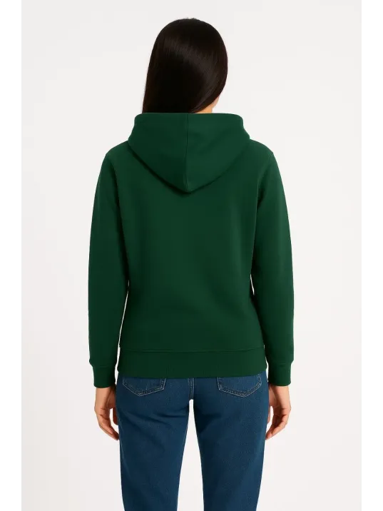 Kadın Üç İplik Kapüşonlu Kanguru Cepli Sweatshirt hoodie - Haki