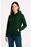 Kadın Üç İplik Kapüşonlu Kanguru Cepli Sweatshirt Hoodie - Haki