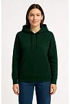 Kadın Üç İplik Kapüşonlu Kanguru Cepli Sweatshirt Hoodie - Haki