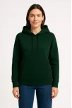 Kadın Üç İplik Kapüşonlu Kanguru Cepli Sweatshirt Hoodie - Haki