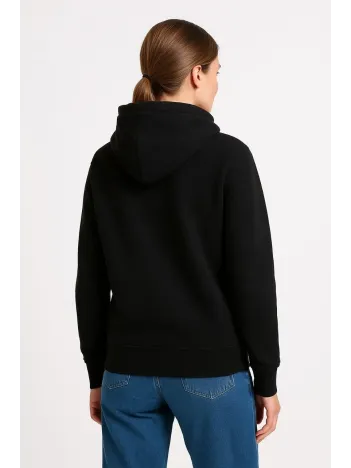Kadın Üç İplik Kapüşonlu Kanguru Cepli Sweatshirt hoodie - Siyah Kadın Üç İplik Kapüşonlu Kanguru Cepli Sweatshirt hoodie - Siyah