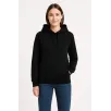 Kadın Üç İplik Kapüşonlu Kanguru Cepli Sweatshirt hoodie - Siyah Kadın Üç İplik Kapüşonlu Kanguru Cepli Sweatshirt hoodie - Siyah