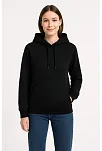 Kadın Üç İplik Kapüşonlu Kanguru Cepli Sweatshirt Hoodie - Siyah