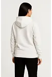 Kadın Üç İplik Kapüşonlu Tam Fermuarlı Kanguru Çepli Sweatshirt Hoodie - Beyaz