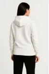 Kadın Üç İplik Kapüşonlu Tam Fermuarlı Kanguru Çepli Sweatshirt Hoodie - Beyaz