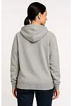 Kadın Üç İplik Kapüşonlu Tam Fermuarlı Kanguru Çepli Sweatshirt Hoodie - Gri