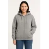 Kadın Üç İplik Kapüşonlu Tam Fermuarlı Kanguru Çepli SweatShirt Hoodie - Gri Kadın Üç İplik Kapüşonlu Tam Fermuarlı Kanguru Çepli SweatShirt Hoodie - Gri