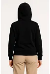 Kadın Üç İplik Kapüşonlu Tam Fermuarlı Kanguru Çepli Sweatshirt Hoodie - Siyah