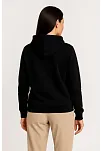 Kadın Üç İplik Kapüşonlu Tam Fermuarlı Kanguru Çepli Sweatshirt Hoodie - Siyah